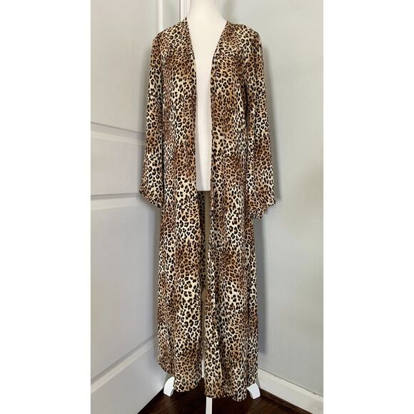 Show Me Your MuMu Jordana Cape Leopard Long Duster Cardigan Coverup Kimono - XS - Picture 4 of 8